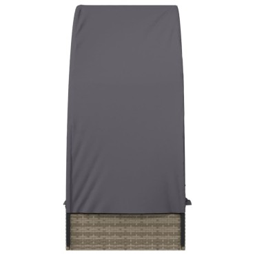 vidaXL Ξαπλώστρα με Στρογγυλή Οροφή Μαύρη 211x57x140cm Συνθ. Ρατάν 1 τεμ.