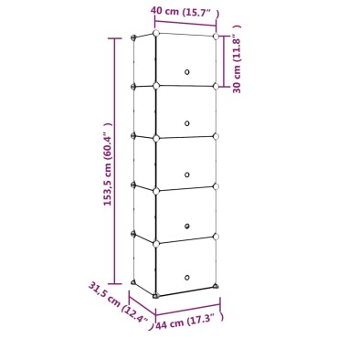 vidaXL Παπουτσοθήκη Διαφανής 44x31,5x153,5cm από Πολυπροπυλένιο