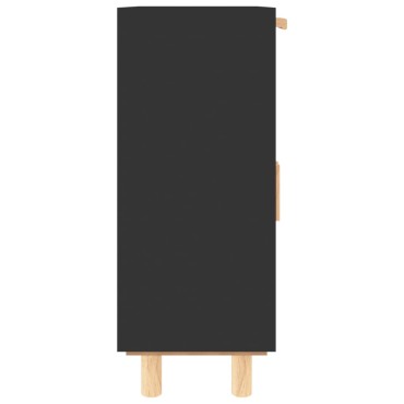 vidaXL Ντουλάπι Μαύρο 60x30x75cm από Μασίφ Πεύκο & Φυσικό Ρατάν 1 τεμ.