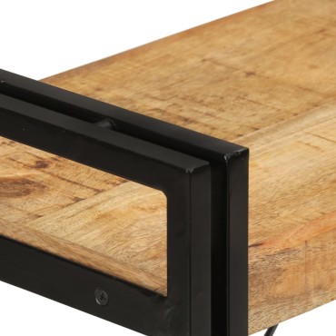 vidaXL Βιβλιοθήκη με 3 Επίπεδα 77x30x80cm Μασίφ Ξύλο Μάνγκο & Σίδηρος 1 τεμ.