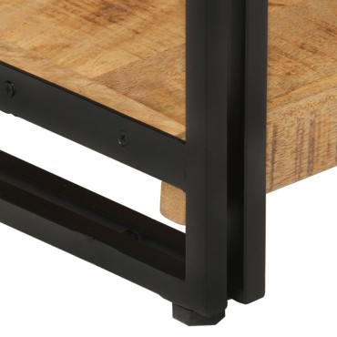 vidaXL Βιβλιοθήκη με 3 Επίπεδα 77x30x80cm Μασίφ Ξύλο Μάνγκο & Σίδηρος 1 τεμ.