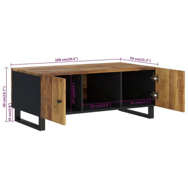 vidaXL Τραπεζάκι Σαλονιού 100x54x40cm Μασίφ Ξύλο Μάνγκο & Επεξ. Ξύλο 1 τεμ.