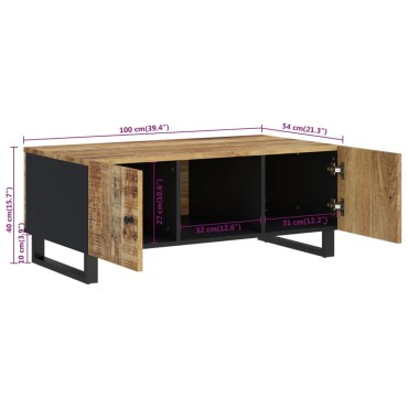 vidaXL Τραπεζάκι Σαλονιού 100x54x40cm Μασίφ Ξύλο Μάνγκο & Επεξ. Ξύλο 1 τεμ.