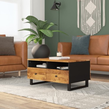 vidaXL Τραπεζάκι Σαλονιού 80x54x40cm Μασίφ Ξύλο Μάνγκο & Επεξ. Ξύλο 1 τεμ.