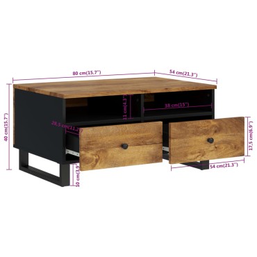 vidaXL Τραπεζάκι Σαλονιού 80x54x40cm Μασίφ Ξύλο Μάνγκο & Επεξ. Ξύλο 1 τεμ.
