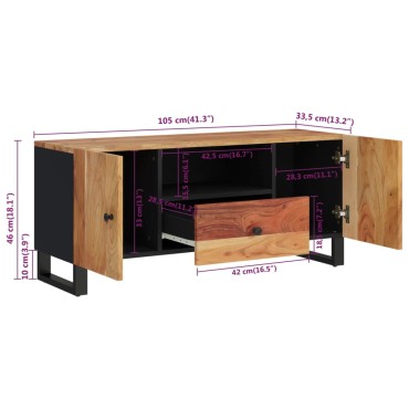 vidaXL Έπιπλο Τηλεόρασης 105x33,5x46cm Μασίφ Ξύλο Ακακίας & Επ. Ξύλο