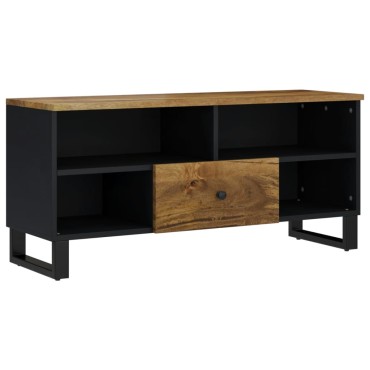 vidaXL Έπιπλο Τηλεόρασης 100x33x46cm Μασίφ Ξύλο Μάνγκο & Επεξ. Ξύλο