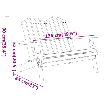 vidaXL Παγκάκι Κήπου Adirondack από Μασίφ Ξύλο Ακακίας 126x84x90cm 1 τεμ.