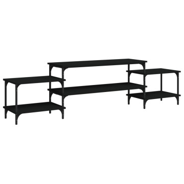 vidaXL Έπιπλο Τηλεόρασης Μαύρο 197x35x52cm από Επεξεργασμένο Ξύλο