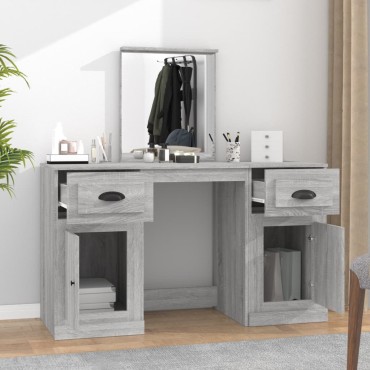 vidaXL Μπουντουάρ με Καθρέφτη Γκρι Sonoma 130x50x132,5cm 1 τεμ.