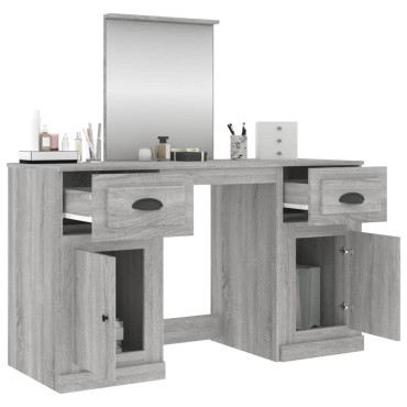 vidaXL Μπουντουάρ με Καθρέφτη Γκρι Sonoma 130x50x132,5cm 1 τεμ.