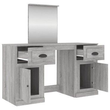 vidaXL Μπουντουάρ με Καθρέφτη Γκρι Sonoma 130x50x132,5cm 1 τεμ.