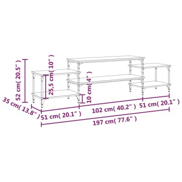 vidaXL Έπιπλο Τηλεόρασης Γκρι Sonoma 197x35x52cm Επεξεργασμένο Ξύλο