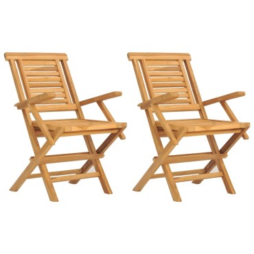 vidaXL Καρέκλες Κήπου Πτυσσόμενες 2 τεμ. 56x63x90cm Μασίφ Ξύλο Teak