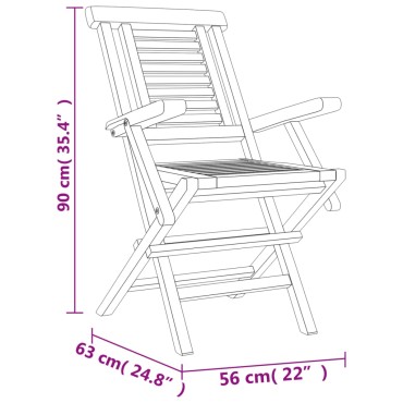 vidaXL Καρέκλες Κήπου Πτυσσόμενες 2 τεμ. 56x63x90cm Μασίφ Ξύλο Teak