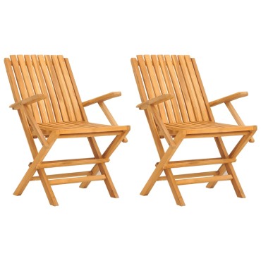 vidaXL Καρέκλες Κήπου Πτυσσόμενες 2 τεμ. 61x67x90cm Μασίφ Ξύλο Teak