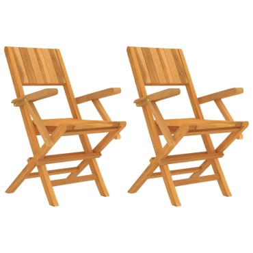 vidaXL Καρέκλες Κήπου Πτυσσόμενες 2 τεμ. 55x61x90cm Μασίφ Ξύλο Teak