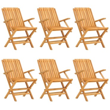 vidaXL Καρέκλες Κήπου Πτυσσόμενες 6 τεμ. 61x67x90cm Μασίφ Ξύλο Teak