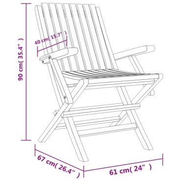 vidaXL Καρέκλες Κήπου Πτυσσόμενες 6 τεμ. 61x67x90cm Μασίφ Ξύλο Teak
