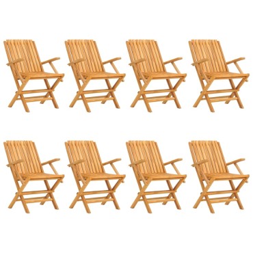 vidaXL Καρέκλες Κήπου Πτυσσόμενες 8 τεμ. 61x67x90cm Μασίφ Ξύλο Teak