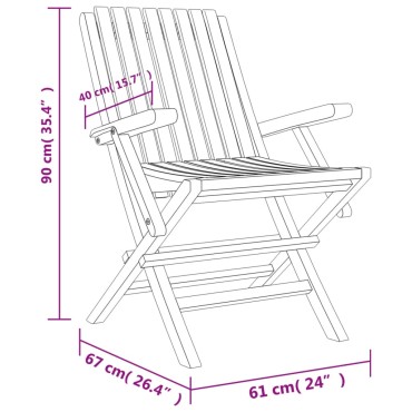 vidaXL Καρέκλες Κήπου Πτυσσόμενες 8 τεμ. 61x67x90cm Μασίφ Ξύλο Teak