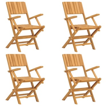 vidaXL Καρέκλες Κήπου Πτυσσόμενες 4 τεμ. 55x61x90cm Μασίφ Ξύλο Teak