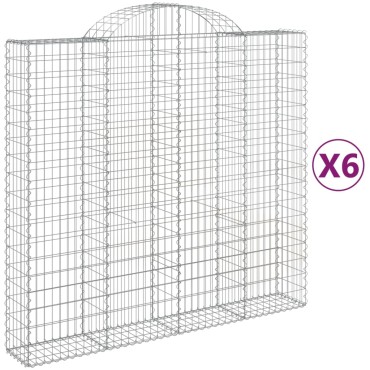 vidaXL Συρματοκιβώτια Τοξωτά 6 τεμ. 200x50x180/200 εκ. Γαλβαν. Ατσάλι