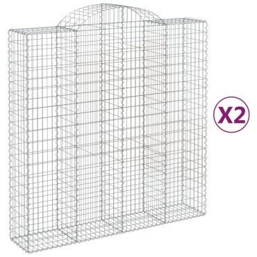 vidaXL Συρματοκιβώτια Τοξωτά 2 τεμ. 200x50x200/220 εκ. Γαλβαν. Ατσάλι