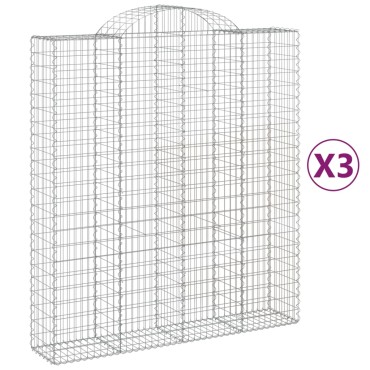 vidaXL Συρματοκιβώτια Τοξωτά 3 τεμ. 200x50x220/240 εκ. Γαλβαν. Ατσάλι