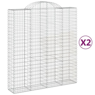 vidaXL Συρματοκιβώτια Τοξωτά 2 τεμ. 200x50x220/240 εκ. Γαλβαν. Ατσάλι