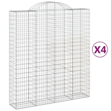 vidaXL Συρματοκιβώτια Τοξωτά 4 τεμ. 200x50x220/240 εκ. Γαλβαν. Ατσάλι