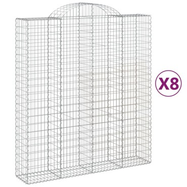 vidaXL Συρματοκιβώτια Τοξωτά 8 τεμ. 200x50x220/240 εκ. Γαλβαν. Ατσάλι
