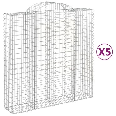 vidaXL Συρματοκιβώτια Τοξωτά 5 τεμ. 200x50x200/220 εκ. Γαλβαν. Ατσάλι