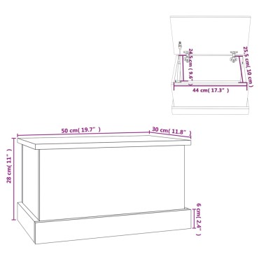 vidaXL Κουτί Αποθήκευσης Γκρι Σκυροδέματος 50x30x28cm Επεξεργ. Ξύλο 1 τεμ.