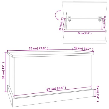 vidaXL Κουτί Αποθήκευσης Γκρι Σκυροδέματος 70x40x38cm Επεξεργ. Ξύλο 1 τεμ.