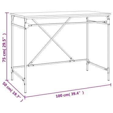 vidaXL Γραφείο Καφέ Δρυς 100x50x75cm από Επεξεργασμένο Ξύλο 1 τεμ.