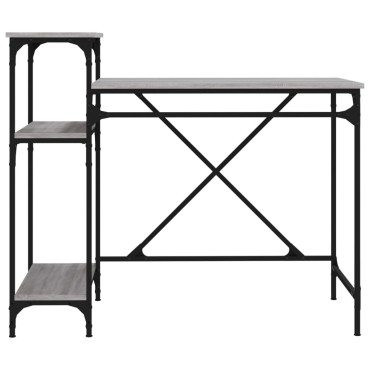 vidaXL Γραφείο με Ράφια Γκρι Sonoma 105x50x90cm Επεξ. Ξύλο/Σίδηρος 1 τεμ.