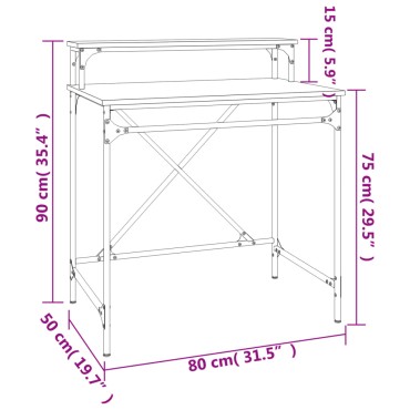 vidaXL Γραφείο Καφέ Δρυς 80x50x90cm από Επεξεργασμένο Ξύλο 1 τεμ.