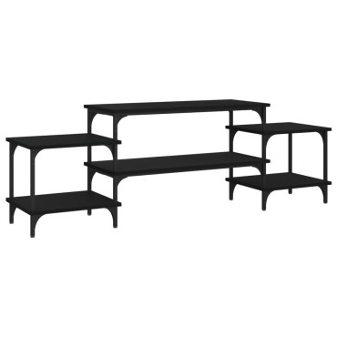 vidaXL Έπιπλο Τηλεόρασης Μαύρο 157x35x52cm Επεξ. Επεξεργασμένο Ξύλο