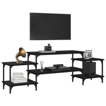 vidaXL Έπιπλο Τηλεόρασης Μαύρο 157x35x52cm Επεξ. Επεξεργασμένο Ξύλο