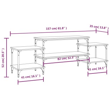 vidaXL Έπιπλο Τηλεόρασης Μαύρο 157x35x52cm Επεξ. Επεξεργασμένο Ξύλο