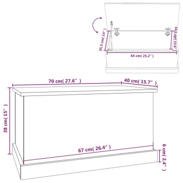 vidaXL Κουτί Αποθήκευσης Γκρι sonoma 70x40x38cm Επεξεργασμένο Ξύλο 1 τεμ.