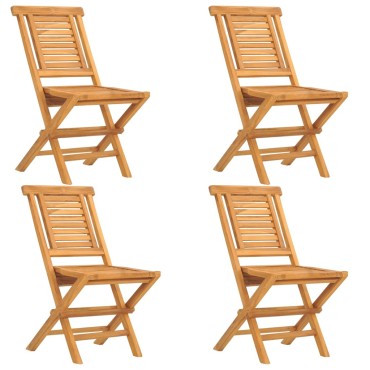 vidaXL Καρέκλες Κήπου Πτυσσόμενες 4 τεμ. 47x63x90cm Μασίφ Ξύλο Teak