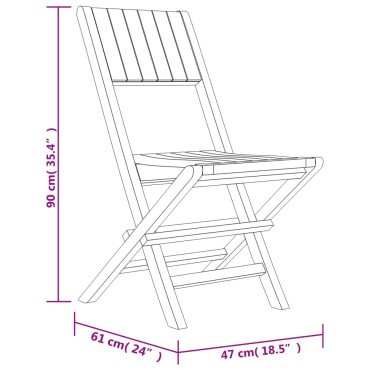 vidaXL Καρέκλες Κήπου Πτυσσόμενες 4 τεμ. 47x61x90cm Μασίφ Ξύλο Teak