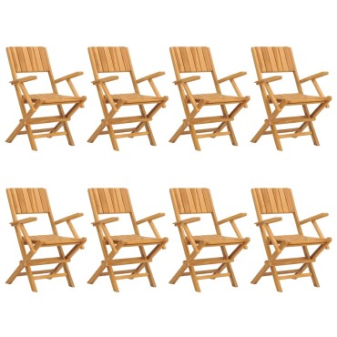 vidaXL Καρέκλες Κήπου Πτυσσόμενες 8 τεμ. 55x61x90cm Μασίφ Ξύλο Teak