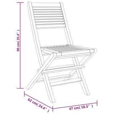 vidaXL Καρέκλες Κήπου Πτυσσόμενες 4 τεμ. 47x62x90cm Μασίφ Ξύλο Teak