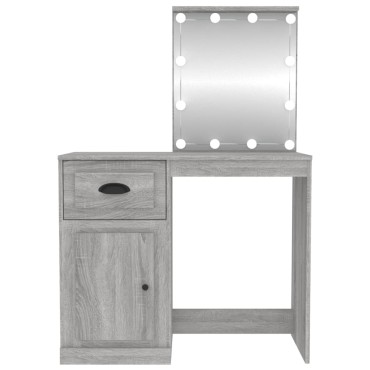 vidaXL Μπουντουάρ με LED Γκρι Sonoma 90x50x132,5cm Επεξ. Ξύλο 1 τεμ.
