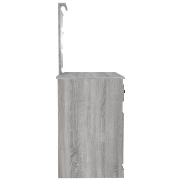 vidaXL Μπουντουάρ με LED Γκρι Sonoma 90x50x132,5cm Επεξ. Ξύλο 1 τεμ.