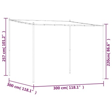 vidaXL Κιόσκι Ανθρακί 3x3 μ. 180 γρ/μ² από Ύφασμα και Ατσάλι