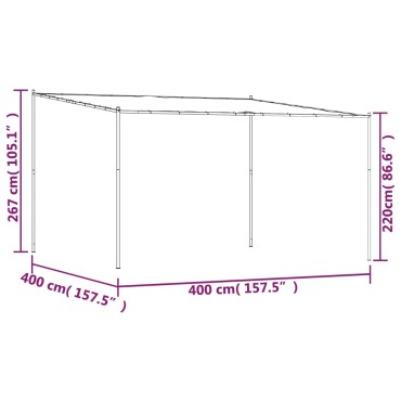vidaXL Κιόσκι Ανθρακί 4x4 μ. 180 γρ/μ² από Ύφασμα και Ατσάλι